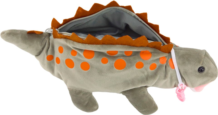 Maskotka Lean Toys Dinozaur ze schowkiem Szary 34 cm 16702 (5905884452882) - obraz 2