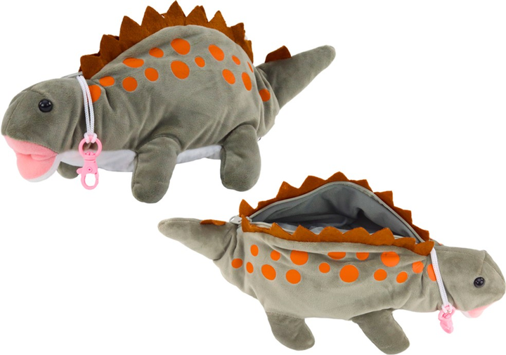 Maskotka Lean Toys Dinozaur ze schowkiem Szary 34 cm 16702 (5905884452882) - obraz 3