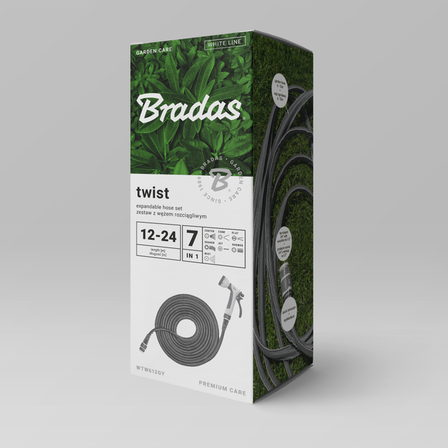 Растягивающийся шланг Bradas (комплект), TWIST HOSE 12м - 24м, BOX, серый, WTW1224GY - изображение 3