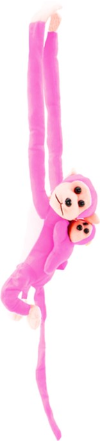 Maskotka Lean Toys Małpka z dzieckiem Różowa 70 cm 16826 (5905884451434) - obraz 1