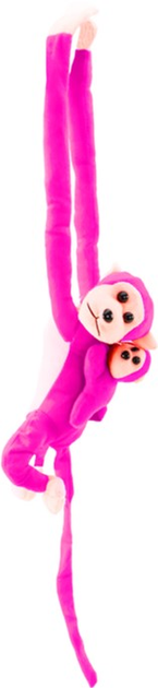 М'яка іграшка Lean Toys Мавпа з дитинчам Темно-рожева 70 см 16827 (5905884451441) - зображення 3