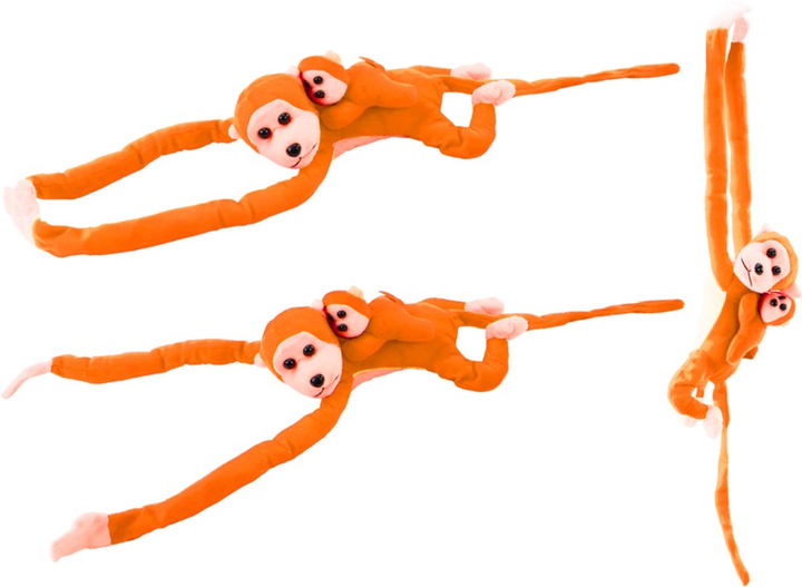 М'яка іграшка Lean Toys Мавпа з дитинчам Помаранчева 70 см 16832 (5905884451496) - зображення 4