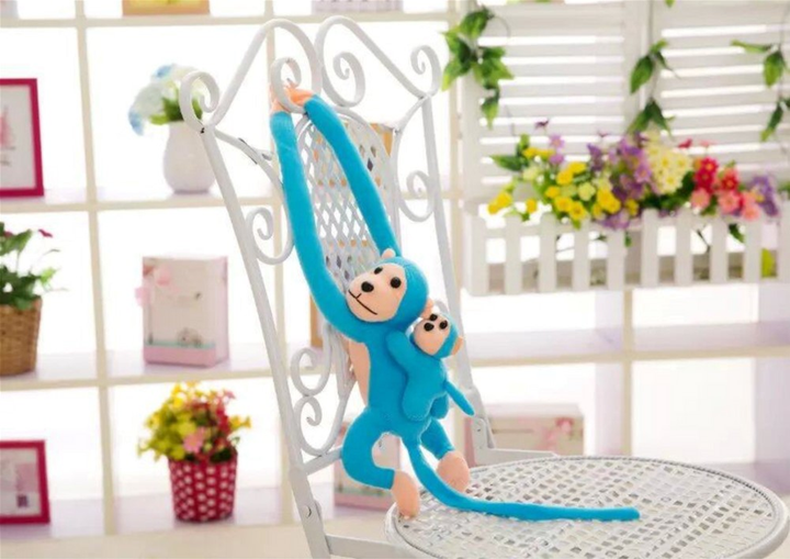 М'яка іграшка Lean Toys Мавпа з дитинчам Блакитна 90 см 16835 (5905884451526) - зображення 5