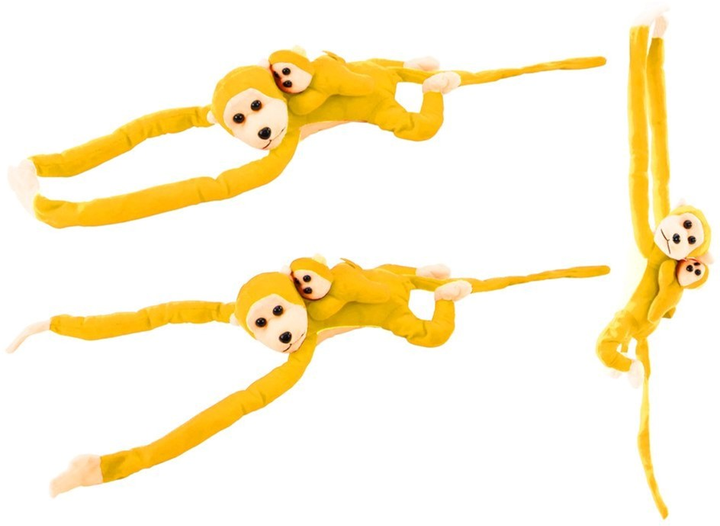 Maskotka Lean Toys Małpka z dzieckiem Żółta 90 cm 16841 (5905884451588) - obraz 4