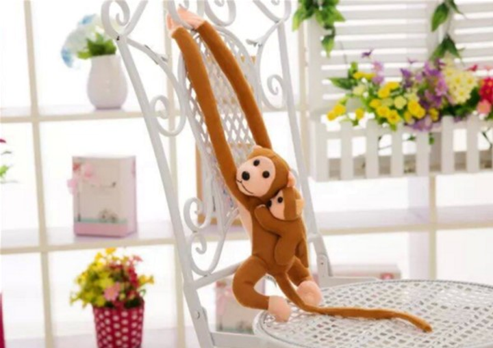 М'яка іграшка Lean Toys Мавпа з дитинчам Світло-коричнева 90 см 16843 (5905884451601) - зображення 2