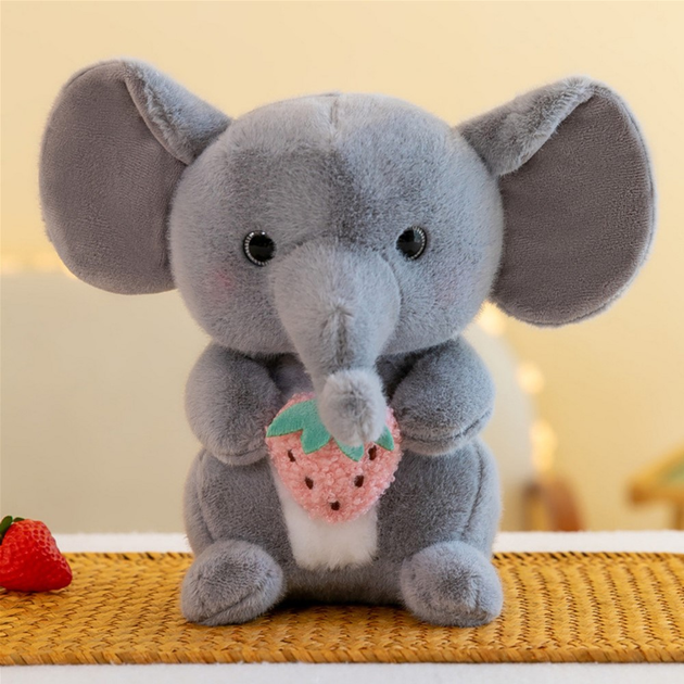 Maskotka-przytulanka Lean Toys Słoń z truskawką Szary 23 cm 22159 (5905991045151) - obraz 2