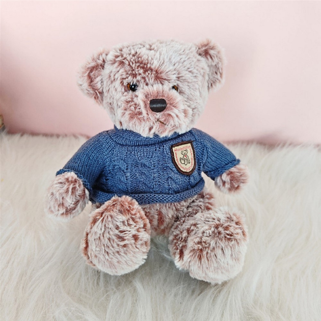 Maskotka-przytulanka Lean Toys Miś w niebieskim sweterku Szary 21 cm 22123 (5905991044796) - obraz 2