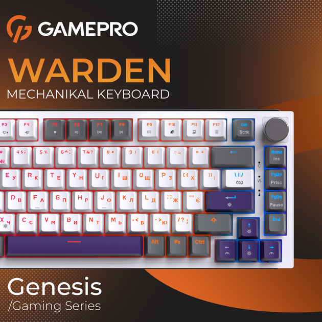 Клавиатура проводная GamePro Genesis Warden MK160P Outemu Swithes USB White-Grey - изображение 5