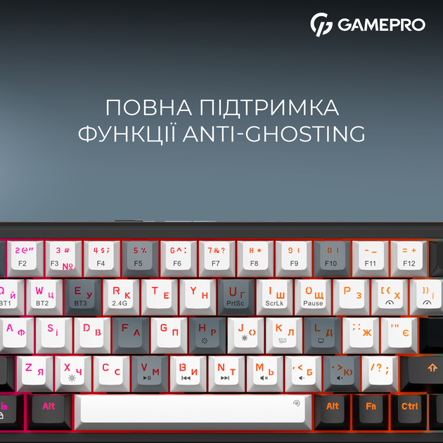Клавиатура беспроводная GamePro Asgard Valhalla MK210B Pro 65% RGB Wireless/Bluetooth/USB Black - Фото 13 Клавиатура беспроводная GamePro Asgard Valhalla MK210B Pro 65% RGB Wireless/Bluetooth/USB Black - изображение 13