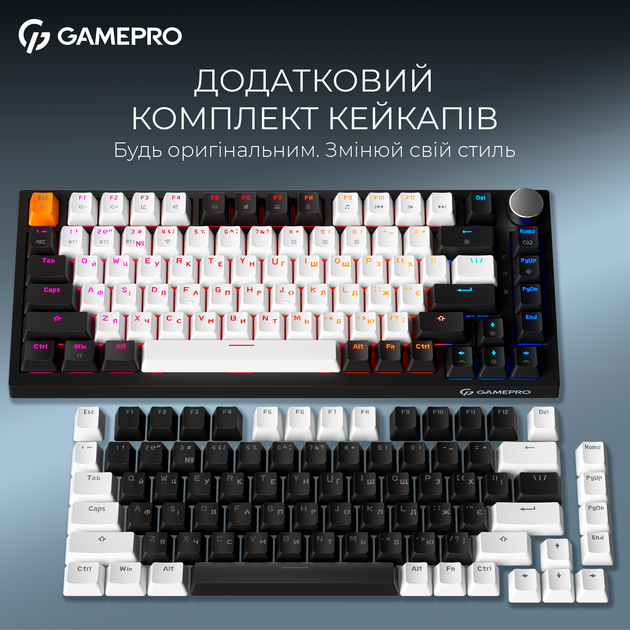 Клавиатура беспроводная GamePro Asgard Valhalla MK160B Pro 75% RGB Wireless/Bluetooth/USB Black - Фото 10 Клавиатура беспроводная GamePro Asgard Valhalla MK160B Pro 75% RGB Wireless/Bluetooth/USB Black - изображение 10