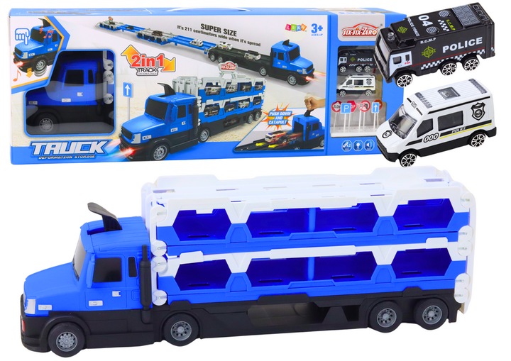 Laweta Lean Toys Lora zmieniana w tor wyścigowy 2 w 1 ze światłami dźwiękami znakami i autkami Niebieska (18671) (5905991018230) - obraz 2