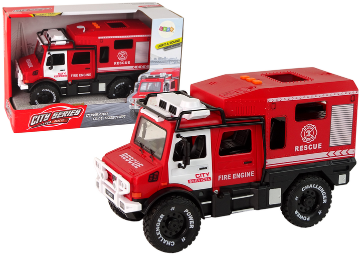 Pojazd terenowy Lean Toys Straż pożarna z otwieranymi drzwiami dźwiękami i światłami Czerwona (16938) (5905884455319) - obraz 2