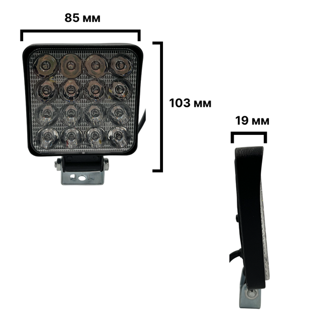 Дополнительная светодиодная LED лед мини/mini фара квадратная 48W 12-24V СИНЕГО ЦВЕТА (1 шт) - Фото 2 Дополнительная светодиодная LED лед мини/mini фара квадратная 48W 12-24V СИНЕГО ЦВЕТА (1 шт) - изображение 2
