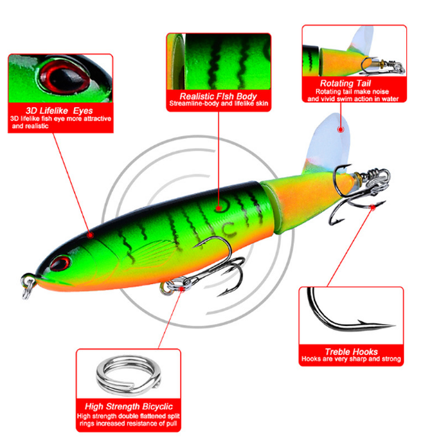 Воблер Topwater Пропбейт приманка 10 cm 13 g вращающийся хвост Color 1 - Фото 2 Воблер Topwater Пропбейт приманка 10 cm 13 g вращающийся хвост Color 1 - изображение 2