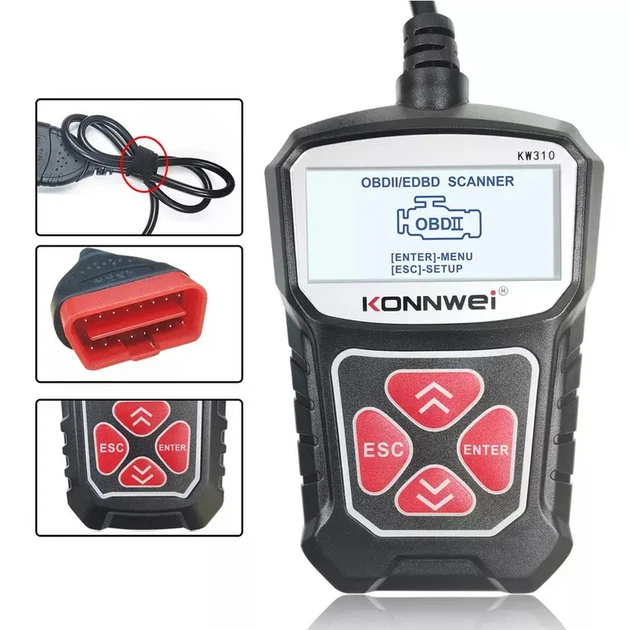 Діагностичний автосканер Konnwei KW310 CAN OBDII + EOBD CODE READER - изображение 3