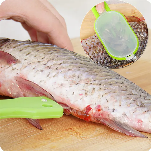 Рибочистка з ножем та контейнером Killing-fish Knife зелена - зображення 7