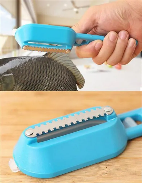 Рибочистка з ножем та контейнером Killing-fish Knife синя - зображення 3