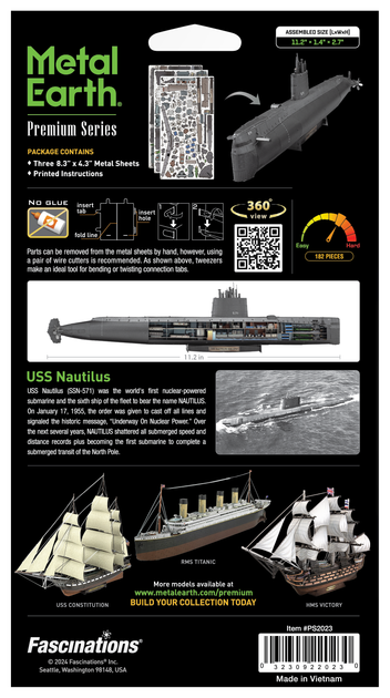 Металлический 3D конструктор "Атомная подводная лодка USS Nautilus", Metal Earth, PS2023 - изображение 8