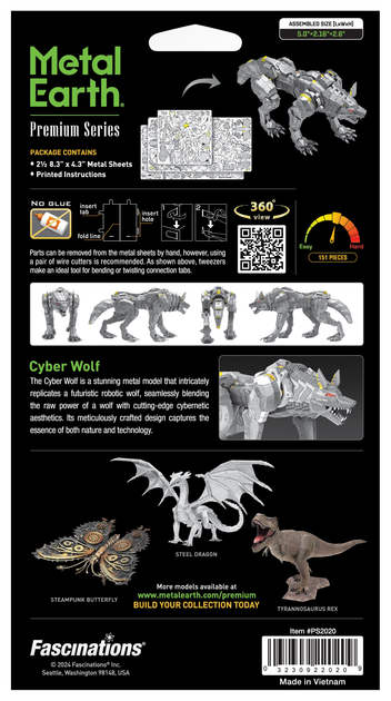 Металлический 3D конструктор Metal Earth Premium "Cyber Wolf" (PS2020) - Фото 10 Металлический 3D конструктор Metal Earth Premium "Cyber Wolf" (PS2020) - изображение 10