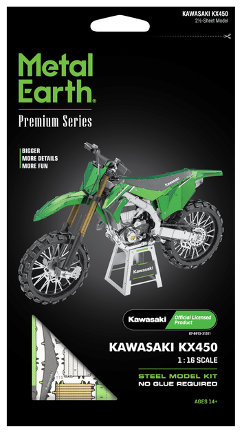 Металлический 3D конструктор "Мотоцикл Kawasaki KX-450" - Фото 7 Металлический 3D конструктор "Мотоцикл Kawasaki KX-450" - изображение 7