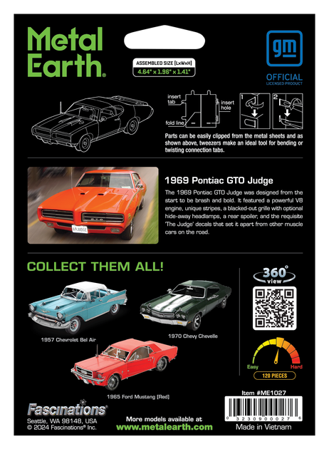 Металевий 3D конструктор "Автомобіль 1969 Pontiac GTO Judge" - Фото 8 Металевий 3D конструктор "Автомобіль 1969 Pontiac GTO Judge" - зображення 8