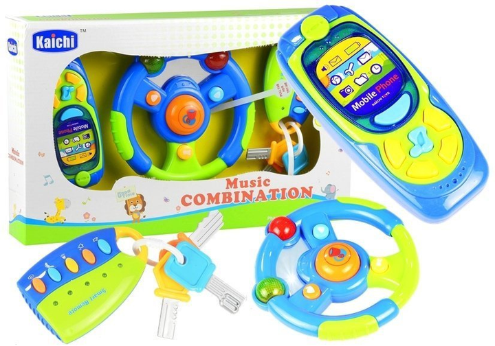 Zestaw interaktywnych zabawek Kaichi Music Combination Klucze z breloczkiem + Kierownica + Telefon (807) (5905884456972) - obraz 1