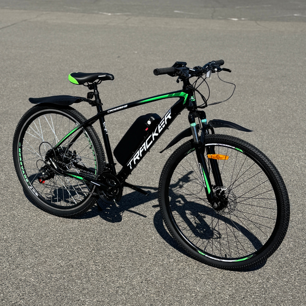 Велосипед с Е-комплектом 29" Tracker 2024 Рама 18" black-green 500w 48v 10 ah/ до 35 км запас хода+дисплей LSD-1+PAS-асистент+круиз-контроль - Фото 2 Велосипед с Е-комплектом 29" Tracker 2024 Рама 18" black-green 500w 48v 10 ah/ до 35 км запас хода+дисплей LSD-1+PAS-асистент+круиз-контроль - изображение 2