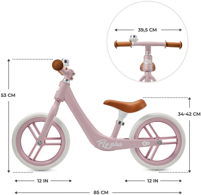 Rowerek biegowy Kinderkraft Fly Plus Powder pink (KRFLPL00PNK0000) - obraz 8