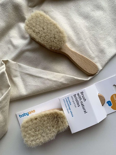 Щітка для волосся з натуральною мʼякою щетиною для новонароджених BabyOno - Фото 2 Щітка для волосся з натуральною мʼякою щетиною для новонароджених BabyOno - зображення 2