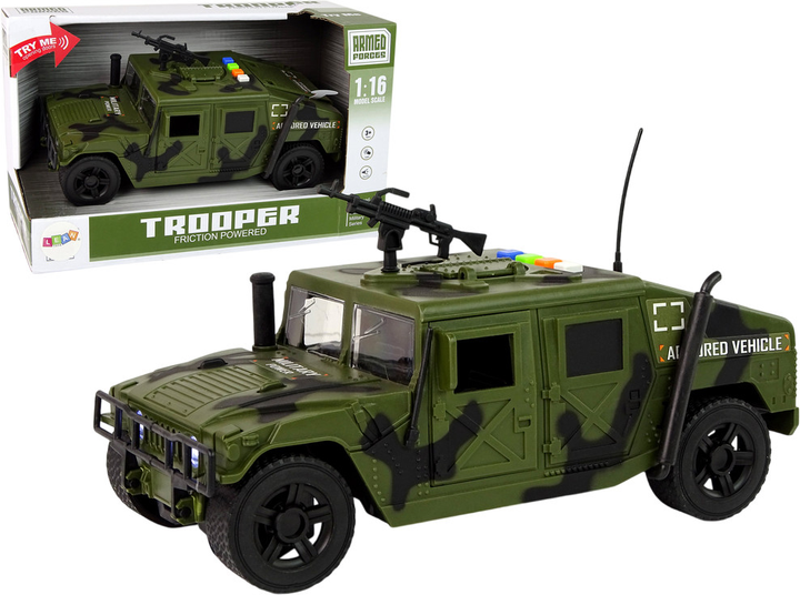 Pojazd wojskowy Lean Toys z napędem frykcyjnym, światłem i dźwiękiem Zielony (12756) (5905214977948) - obraz 2