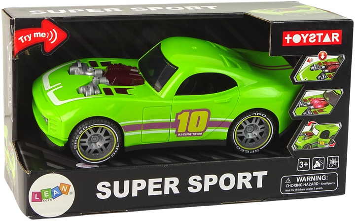 Спортивна машинка Lean Toys зі звуком та світлом 1:14 зелена (15465) (5905515358439) - зображення 1