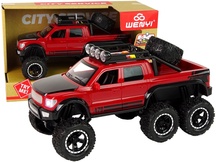 Autko terenowe Lean Toys z napędem frykcyjnym i dużymi kołami 1:16 Czerwone (15392) (5905515357692) - obraz 2