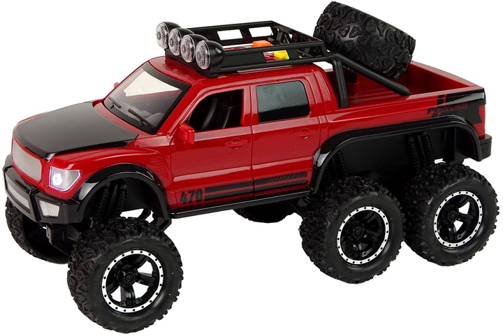 Autko terenowe Lean Toys z napędem frykcyjnym i dużymi kołami 1:16 Czerwone (15392) (5905515357692) - obraz 3
