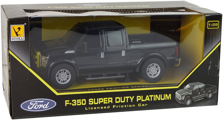 Samochód Lean Toys Ford F350 Pick Up z napędem frykcyjnym 1:28 Czarny (13822) (5905515359467) - obraz 1