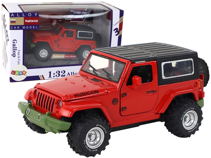 Auto terenowe Lean Toys metalowe z napędem frykcyjnym na baterie 1:32 Czerwone (16291) (5905679078242) - obraz 2