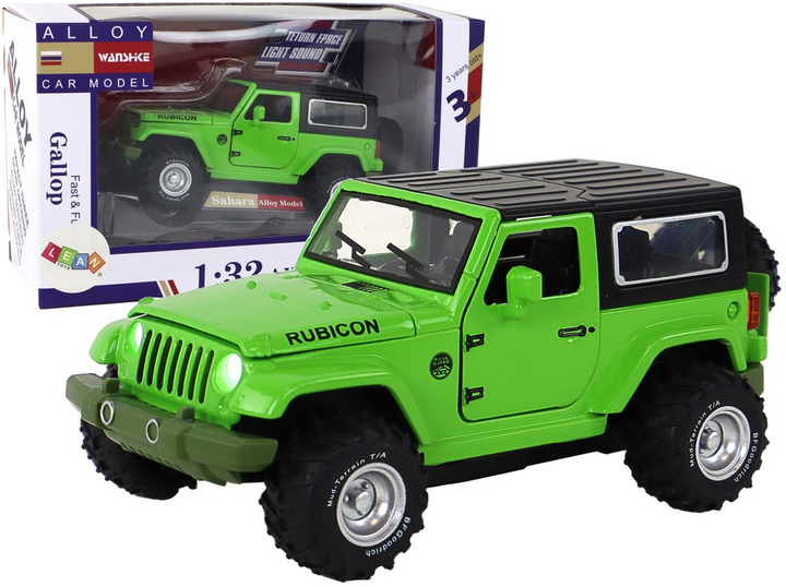 Auto terenowe Lean Toys metalowe z napędem frykcyjnym na baterie 1:32 Zielone (16292) (5905679078259) - obraz 2