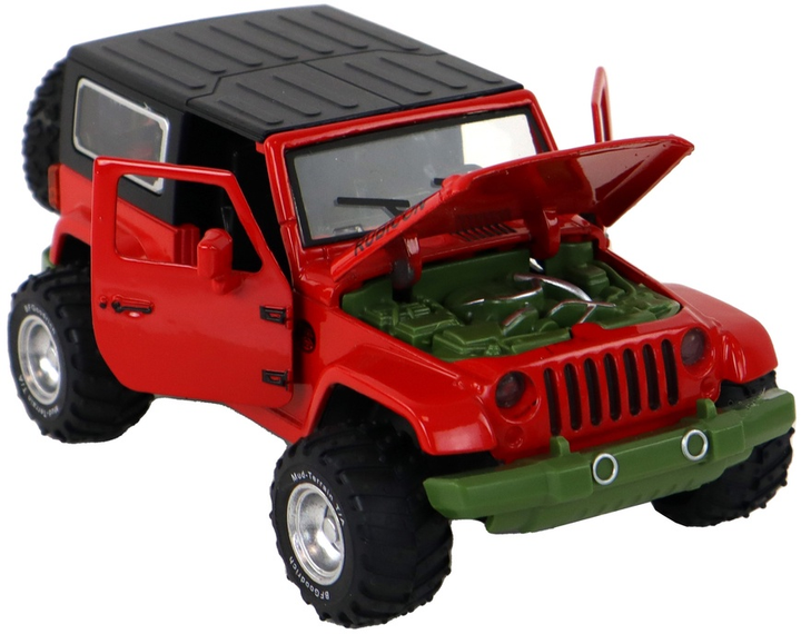 Auto terenowe Lean Toys metalowe z napędem frykcyjnym na baterie 1:32 Czerwone (16291) (5905679078242) - obraz 4