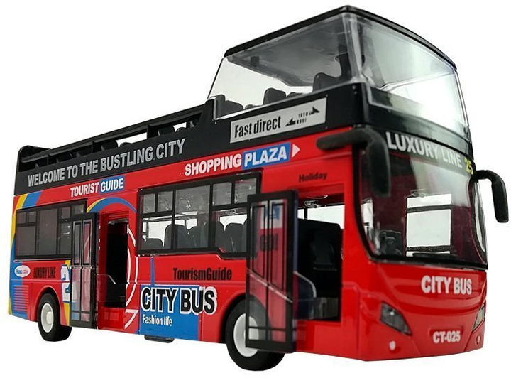 Autobus piętrowy Lean Toys z dźwiękiem i otwieranymi drzwiami 1:32 Czerwony (7323) (5908275998525) - obraz 3
