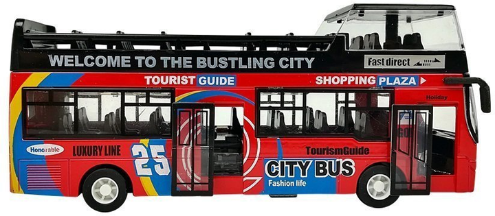 Autobus piętrowy Lean Toys z dźwiękiem i otwieranymi drzwiami 1:32 Czerwony (7323) (5908275998525) - obraz 4