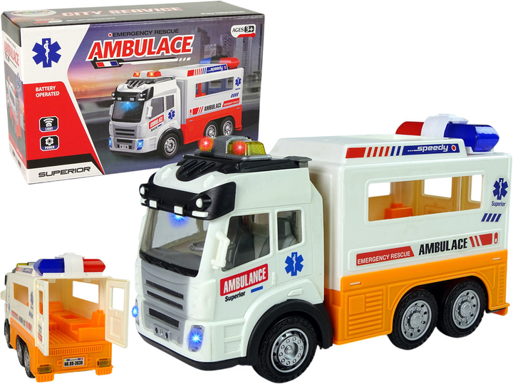 Ambulans autko Lean Toys na baterie ze światłem i dźwiękami (5392) (5905214979577) - obraz 2
