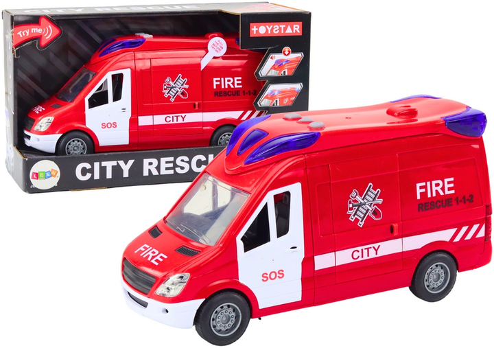 Wóz strażacki Lean Toys z dźwiękiem, światłami i napędem oraz z otwieranymi drzwiami Czerwone (3003) (5905991023357) - obraz 2