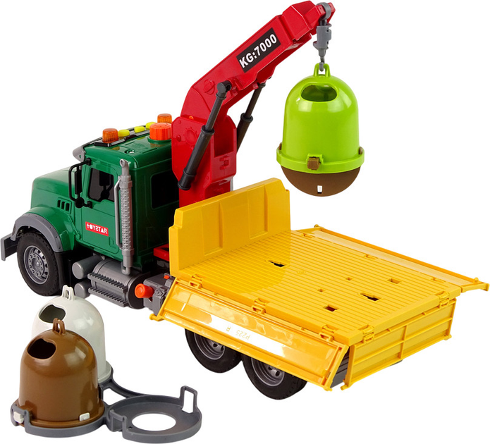 Вантажівка Lean Toys для перевезення сміттєвих контейнерів з краном і звуковими ефектами (12966) (5905323211421) - зображення 4