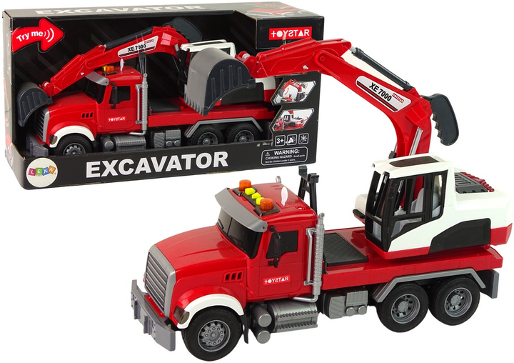 Ciężarówka z koparką Lean Toys ze dźwiękiem i światłami (15486) (5905515358644) - obraz 2