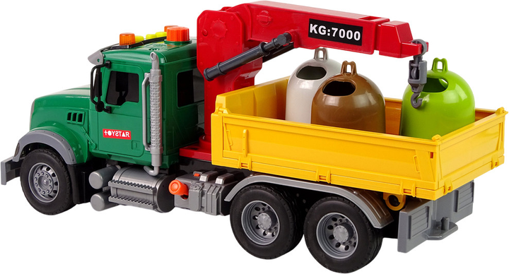 Вантажівка Lean Toys для перевезення сміттєвих контейнерів з краном і звуковими ефектами (12966) (5905323211421) - зображення 6