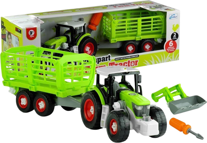 Traktor Lean Toys z otwieraną przyczepą 43 cm Zielony (3553) (5902808156536) - obraz 2