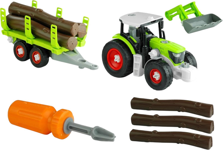 Трактор Lean Toys з причепом та деревиною 43 см Зелений (3554) (5902808156543) - зображення 7