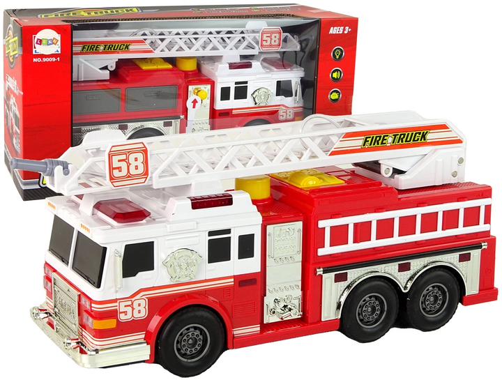 Wóz strażacki Lean Toys z dźwiękiem i światłami Czerwony (15506) (5905515358842) - obraz 2
