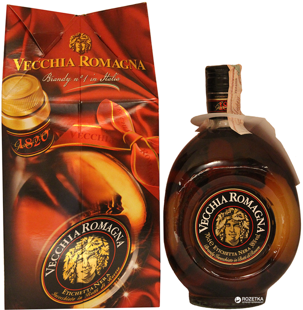 Бренди Vecchia Romagna Etichetta Nera 0.7 л 38% в подарочной упаковке (2605981059818) - изображение 1