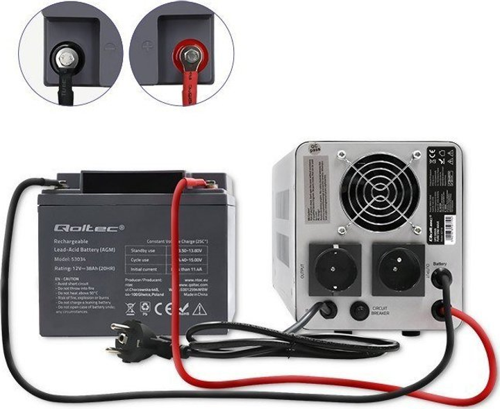 UPS Qoltec Pure Sine Wave 500VA/350W (50719) (955555905914204) - Outlet - obraz 4