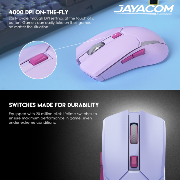 Беспроводная игровая мышь Fantech WGC2 Venom II Vibe, RGB, 800-4000DPI, 2.4GHz, 300mAh, 720h, Фиолетовый - изображение 5